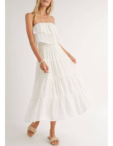 Tube Ruffle Tier Dress - White Découvrez la collection