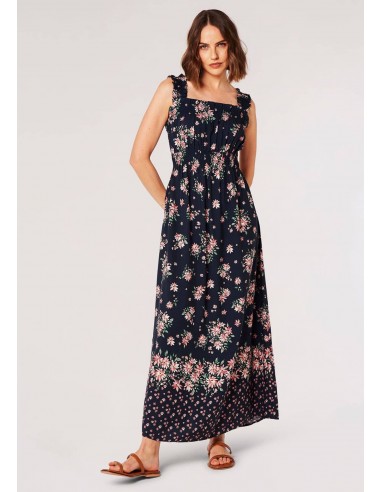 Floral Cami Milkmaid Smock Dress - Navy À commander