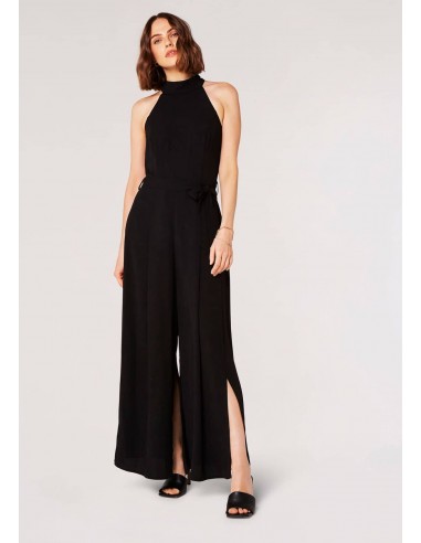 Halter Neck Split Leg Jumpsuit - Black Par le système avancé 