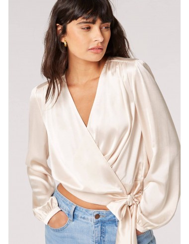 Satin Wrap Blouse - Stone Par le système avancé 