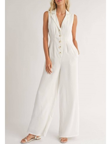 The Classics Button-Front Jumpsuit - White Les êtres humains sont 